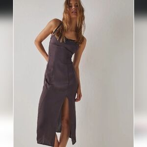 Free People Intimately Free City Cool Midi Slip Dress, plum, size L